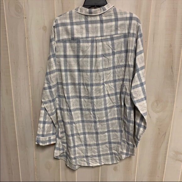 Gilligan & O’Malley Size XX-Large Grey Buffalo Plaid Flannel Nightshirt - Picture 3 of 4